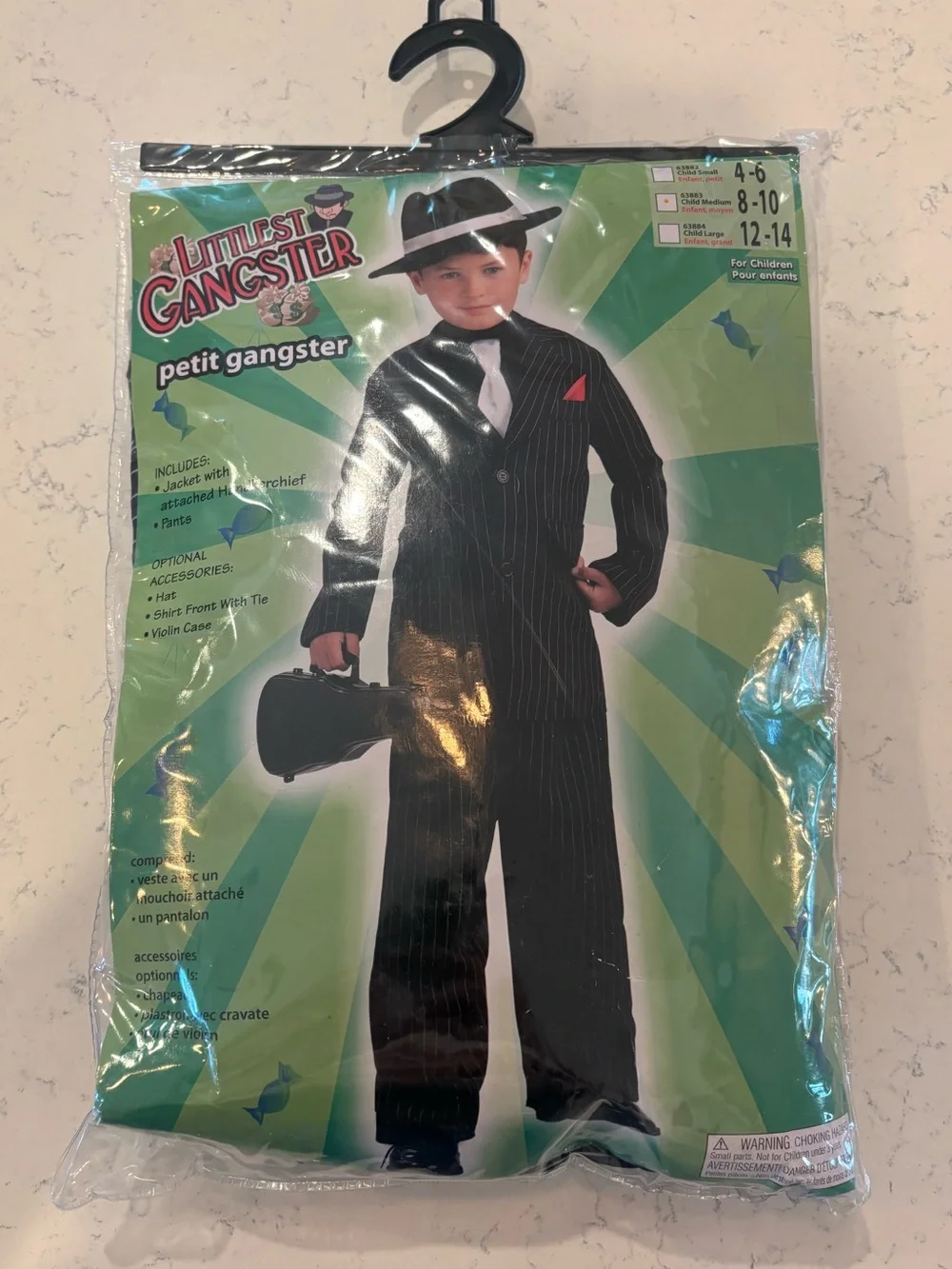 Little Gangster Boys Halloween Costume Medium striped pin suit mafia
